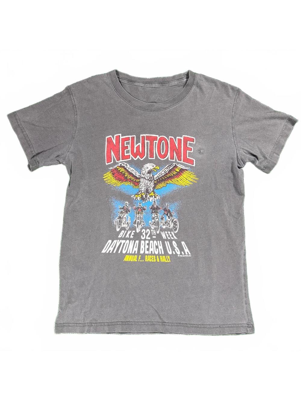2020 Newtone Daytona Beach Motorcycle Graphic Men's T-Shirt Gray Size Medium